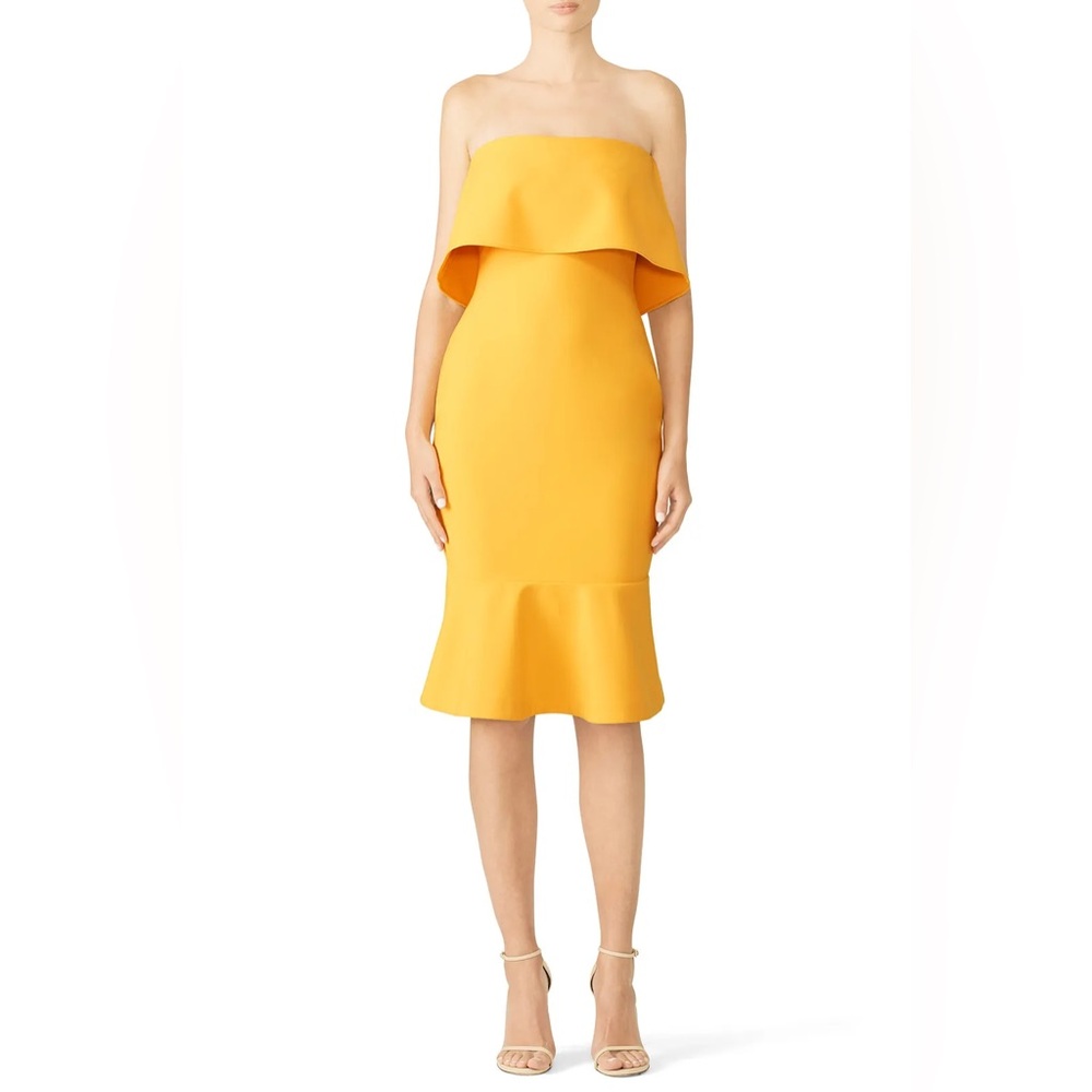 LIKELY Golden Conrad Sheath - Elegant Yellow Strapless Dress